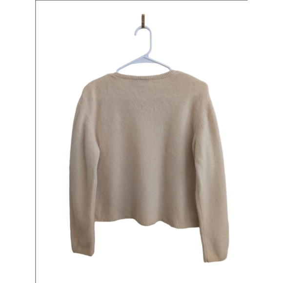 Women's FIELD GEAR Beige Cashmere V-Neck Sweater L, Made in Japan - Picture 3 of 6